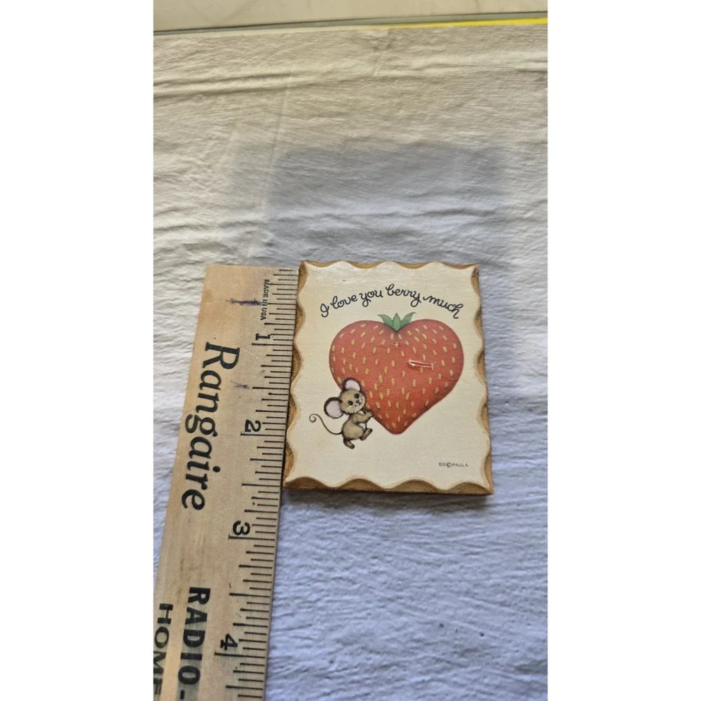 Refrigerator Magnet By Paula With Strawberry And Whimsical Mouse 